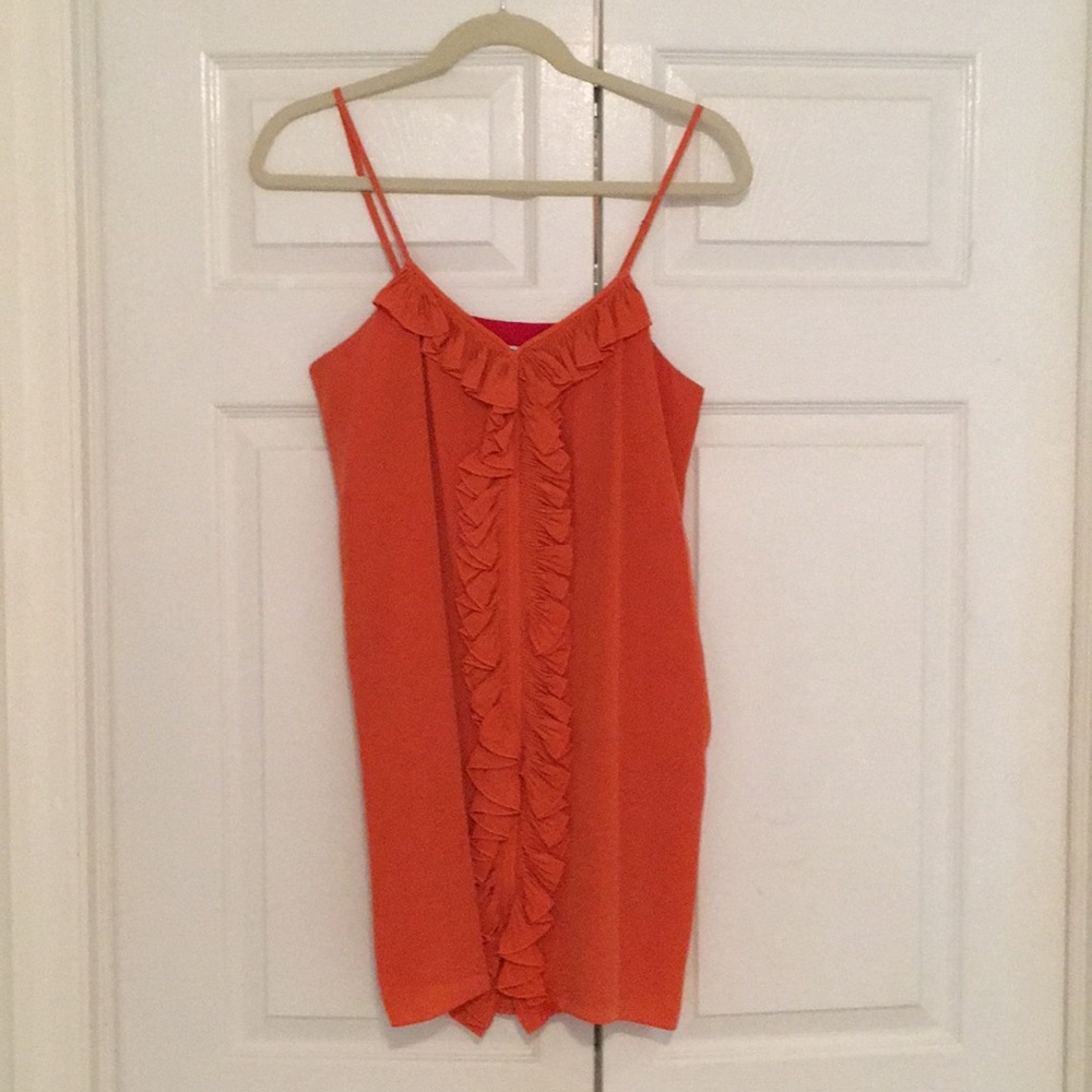 Tibi Mini Orange Ruffle Dress